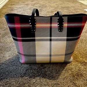 Pink, Black, Green, and Tan handbag